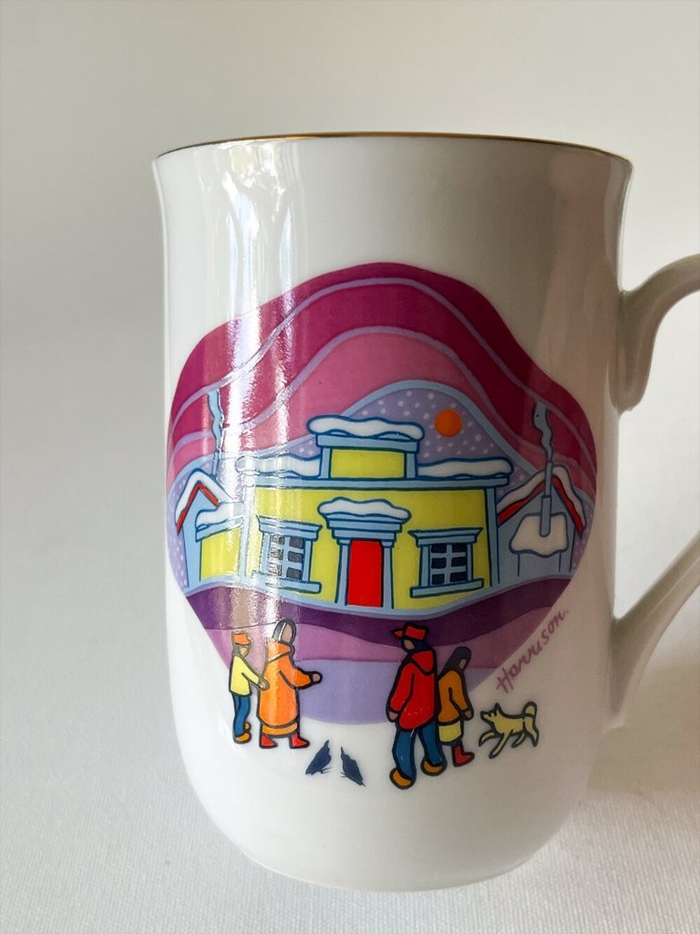 VTG Ted Harrison "Snow Days" Hand Decorated Collector's Mug Yukon Canada 1987